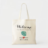 Blauwgroen tropische bladbestemming bruiloft welko tote bag (Voorkant)