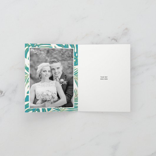 Blauwgroen tropische bladeren bruiloft bedankt (Binnen)