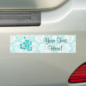 Blauwgroen Tropische Bloemen Bumpersticker (Op auto)