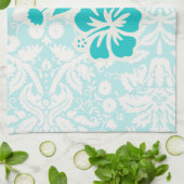 Blauwgroen tropische bloemen theedoek (Gevouwen)