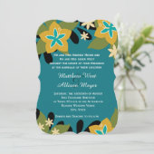 Blauwgroen tropische Floral Wedding Kaart (Staand voorkant)