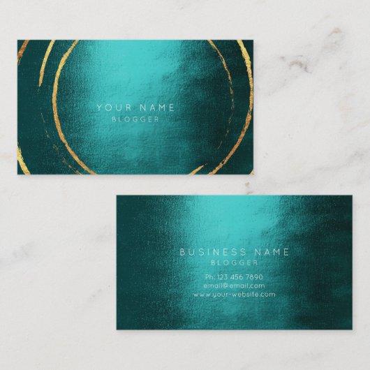 Blauwgroen tropische geometrische Golden Folie cir Visitekaartje (Voorkant / Achterkant)