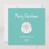 Blauwgroen tropische kerstmanband feestdagenkaart (Voorkant)
