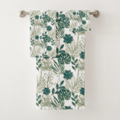 Blauwgroen tropische monstera Botanische witte bla Bad Handdoek (Insitu)