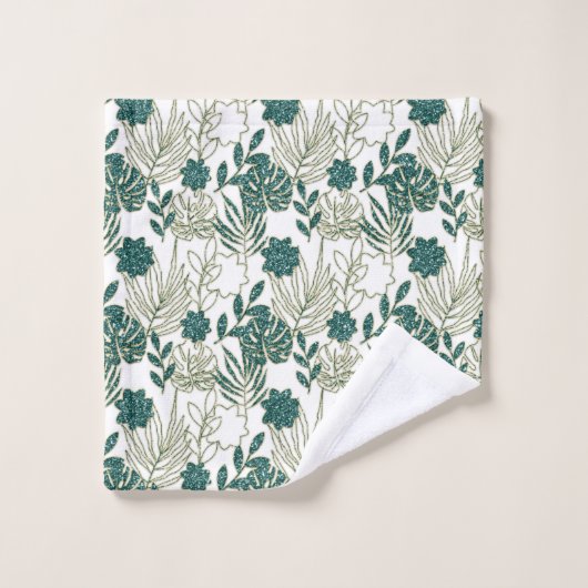 Blauwgroen tropische monstera Botanische witte bla Bad Handdoek (Wasdoekje)