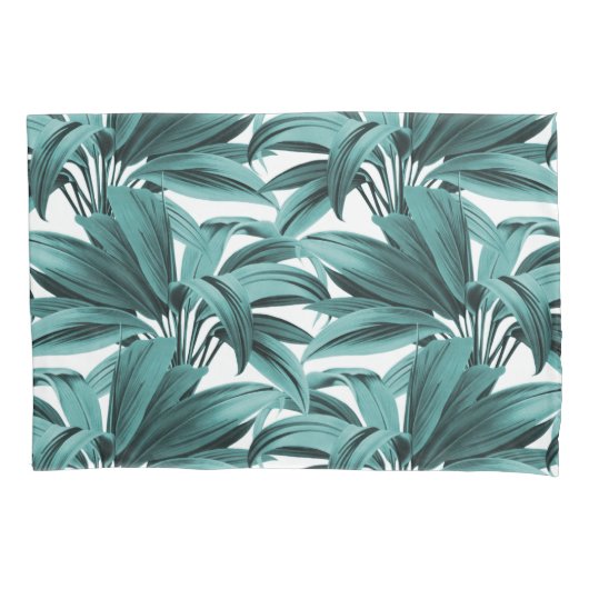 Blauwgroen tropische palm kussensloop (Voorkant-Links)