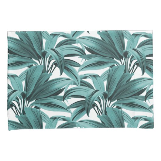 Blauwgroen tropische palm kussensloop (Voorkant-Rechts)