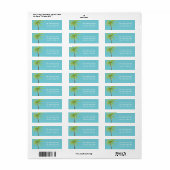Blauwgroen tropische palmboom strand Adresetikette Etiket (Full Sheet)