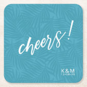 Blauwgroen Tropische palmverlooppatroon ID577 Kartonnen Onderzetters (Voorkant)