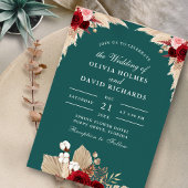 Blauwgroen Tropische Rozen bruiloft uitnodiging