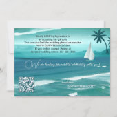 Blauwgroen Tropische Sailing QR-code na huwelijk Kaart (Achterkant)