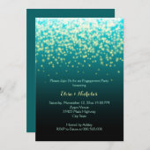 Blauwgroen trouwverlovingsfeest voor mousserende l kaart (Voorkant / Achterkant)