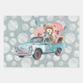  Blauwgroen Truck Teddy Bear Baby shower Inpakpapier Vel (Voorkant 3)