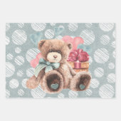  Blauwgroen Truck Teddy Bear Baby shower Inpakpapier Vel (Voorkant 2)