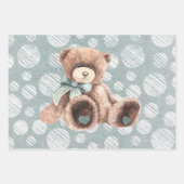  Blauwgroen Truck Teddy Bear Baby shower Inpakpapier Vel (Voorkant)