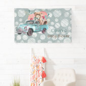 Blauwgroen Truck Teddy Bear Baby shower Spandoek (Insitu)
