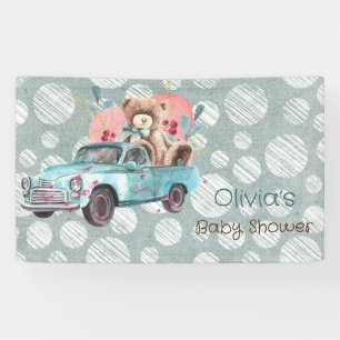  Blauwgroen Truck Teddy Bear Baby shower Spandoek