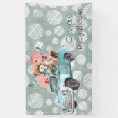 Blauwgroen Truck Teddy Bear Baby shower Spandoek (Verticaal)