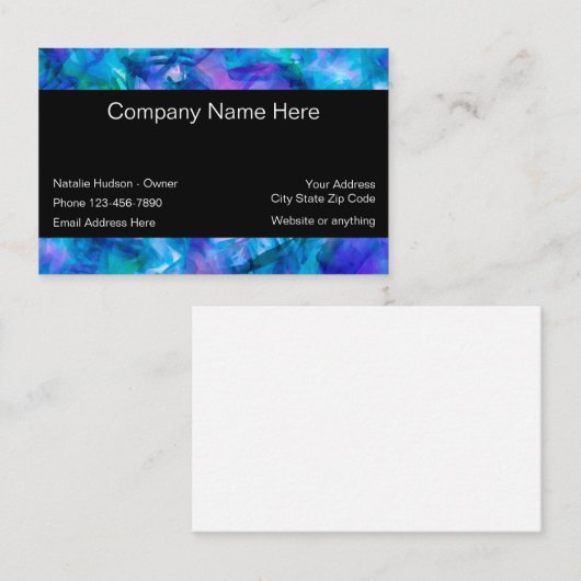 Blauwgroen turkooise en Paarse moderne Abstracte Visitekaartje (Voorkant / Achterkant)