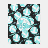 blauwgroen turkooise girly Ik hou van volleybal Fleece Deken (Voorkant)