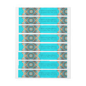  blauwgroen turkooispatroon bohemiaanse bruiloft adreslabel wikkel (Vel)