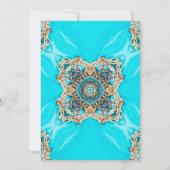 blauwgroen turkooispatroon bohemiaanse bruiloft kaart (Achterkant)