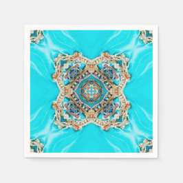  blauwgroen turkooispatroon bohemiaanse bruiloft servetten