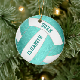 blauwgroen turkooizen kleurrijk girale volleybal keramisch ornament