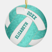 blauwgroen turkooizen kleurrijk girale volleybal keramisch ornament (Voorkant)