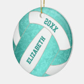 blauwgroen turkooizen kleurrijk girale volleybal keramisch ornament (Links)