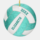 blauwgroen turkooizen kleurrijk girale volleybal keramisch ornament (Achterkant)