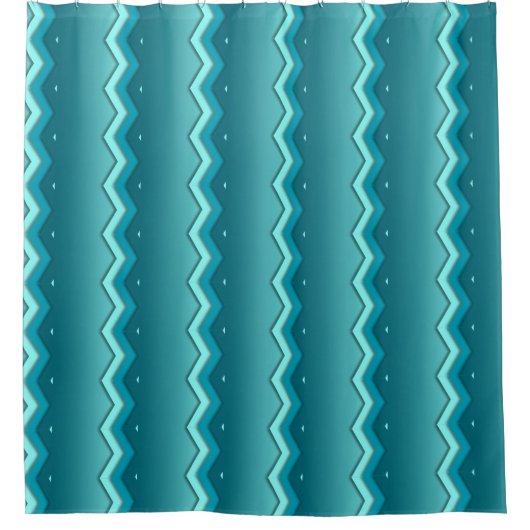 Blauwgroen Turquoise Abstract Chevron Shower Curta Douchegordijn (Voorkant)