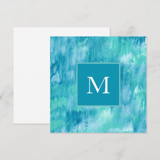 Blauwgroen Turquoise Abstract Notitiekaartje (Voorkant / Achterkant)