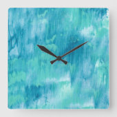 Blauwgroen Turquoise Abstract Vierkante Klok (Voorkant)