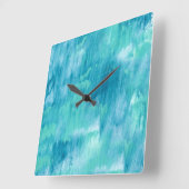 Blauwgroen Turquoise Abstract Vierkante Klok (Hoek)