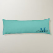 Blauwgroen turquoise Aqua Blue effen kleurenkussen Lichaamskussen (Achterkant)