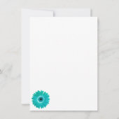 Blauwgroen Turquoise Aqua Daisy Wedding Invitation Kaart (Achterkant)