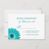 Blauwgroen Turquoise Aqua Daisy Wedding RSVP-kaart RSVP Kaartje (Voorkant)