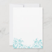 Blauwgroen Turquoise Aqua Flourish Wedding Invitat Kaart (Achterkant)
