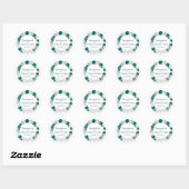 Blauwgroen Turquoise & Aqua Rozen Floral Wreath We Ronde Sticker (Vel)
