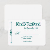 Blauwgroen Turquoise Aqua Typography Wedding RSVP- RSVP Kaartje (Voorkant / Achterkant)