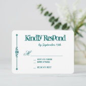 Blauwgroen Turquoise Aqua Typography Wedding RSVP- RSVP Kaartje (Staand voorkant)