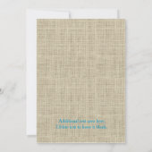 Blauwgroen Turquoise Beach Burlap Starfish Invitat Kaart (Achterkant)