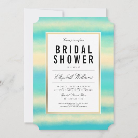 Blauwgroen Turquoise Beach Gold Vrijgezellenfeest  Kaart (Voorkant)