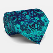 Blauwgroen Turquoise Black Abstract Design Stropda Stropdas (Opgerold)