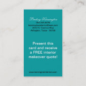 Blauwgroen Turquoise Black Damask-Visitekaartjes Visitekaartje (Achterkant)