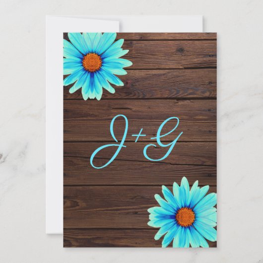 Blauwgroen turquoise blauw floral, rustige houtbru kaart (Achterkant)