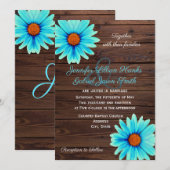 Blauwgroen turquoise blauw floral, rustige houtbru kaart (Voorkant / Achterkant)