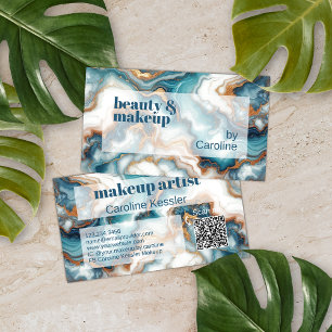 Blauwgroen Turquoise Blauw Goud Wit Marmeren Kunst Visitekaartje