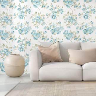 Blauwgroen Turquoise Blauw Sage Groene Bloemen Kun Behang